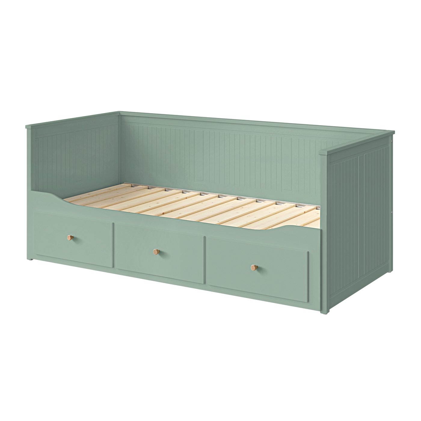 IKEA HEMNES dagbäddstomme med 3 lådor, grågrön, 80x200 cm