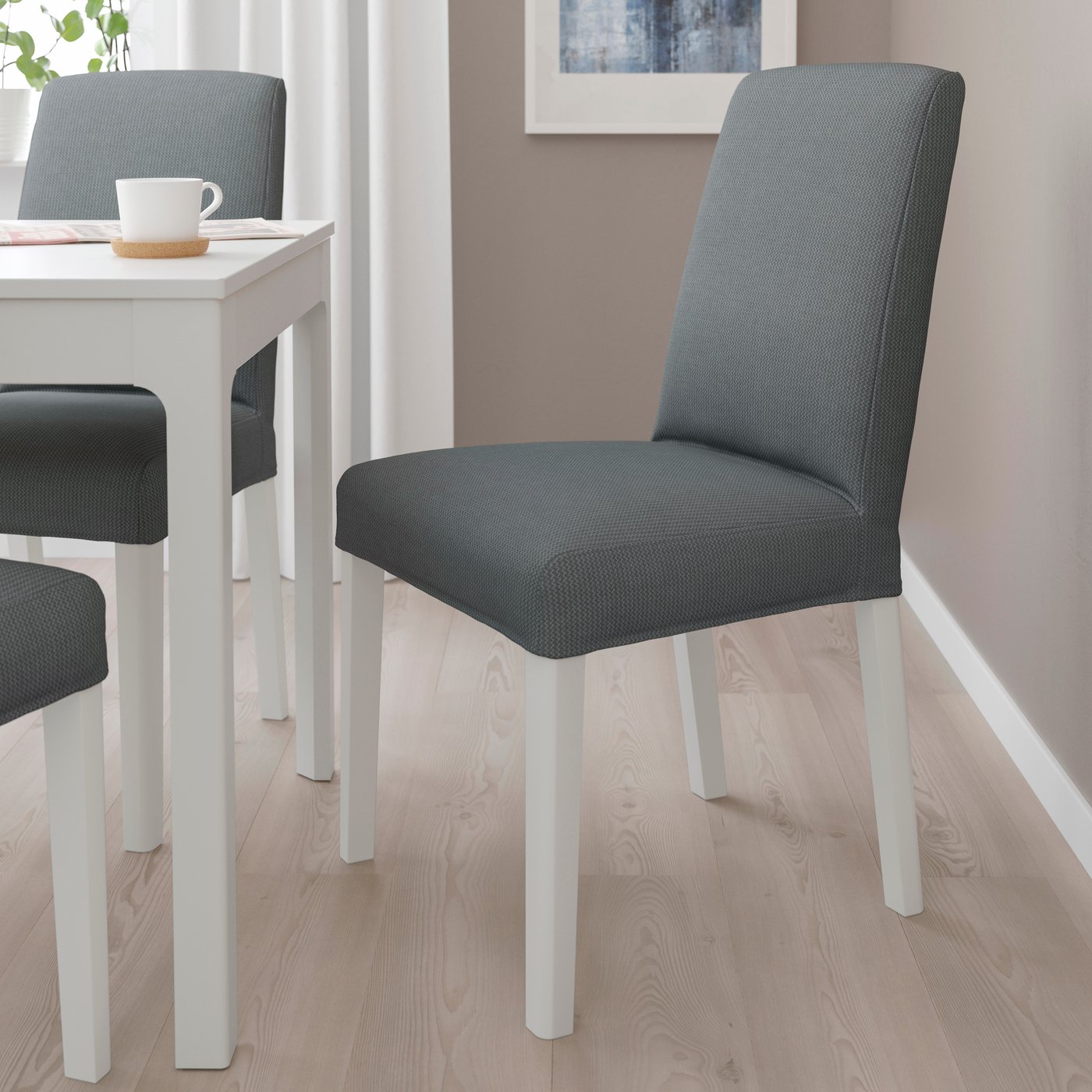 IKEA BERGMUND stol, vit/nykvarn grå