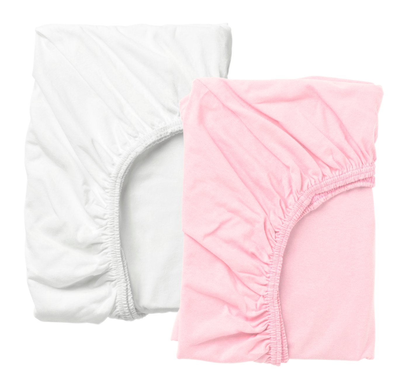 A white/pink LEN fitted sheet for cot in the NA