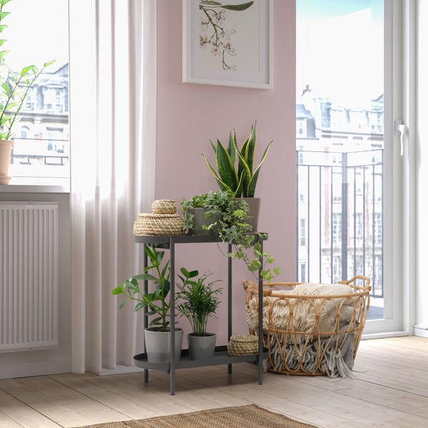 An in/outdoor dark grey OLIVBLAD plant stand