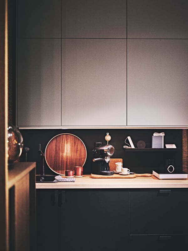 Close up of kitchen modern cabinet