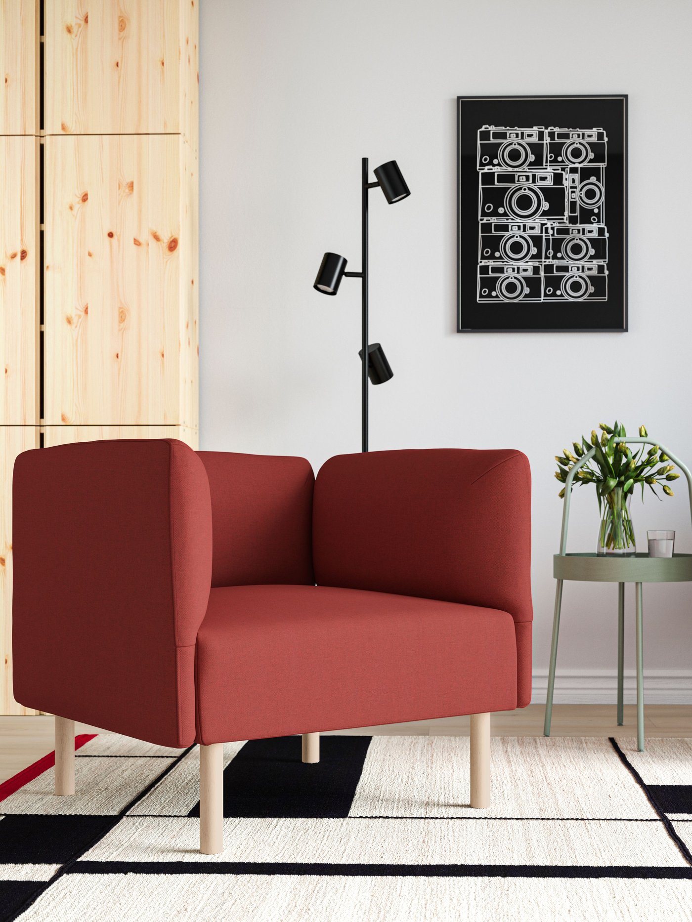 An anthracite NYMÅNE floor lamp with 3-spot