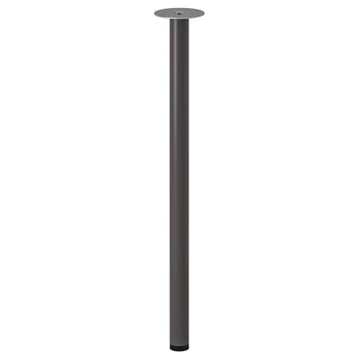 An ADILS table leg, black, cylindrical, with adjustable feet and a mounting plate.