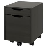 Black ALEX rolling file cabinet, rectangular shape with two drawers, on casters.