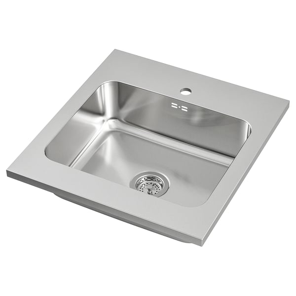 AMMERÅN stainless steel single basin sink - square design for modern kitchens.