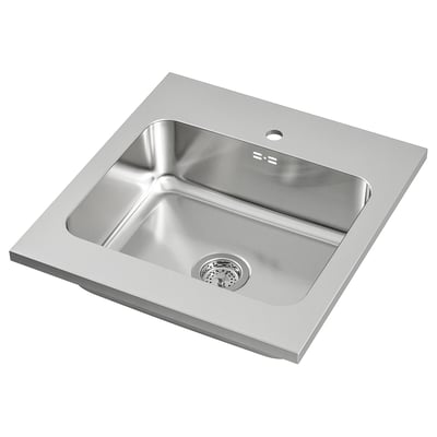 AMMERÅN stainless steel single basin sink - square design for modern kitchens.