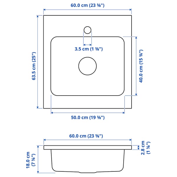 Illustration with measurements for the product: AMMERÅN.