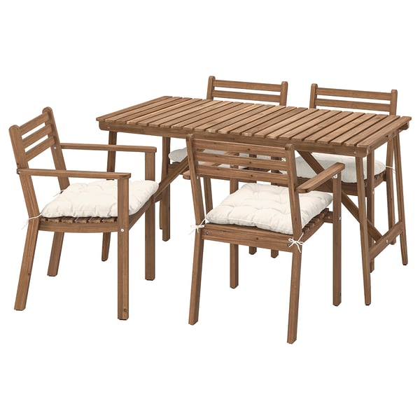 ASKHOLMEN Table+4 chairs w armrests, outdoor