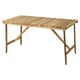 Askholm outdoor table in natural wood, rectangular shape, four legs, slatted design.