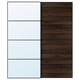 AULI / MEHAMN Pair of sliding doors, black mirror glass/double sided dark brown oak effect, 200x236 cm