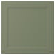 Green cabinet with grey square inset. Alternatively, for under 150 characters: green cabinet, grey inset.