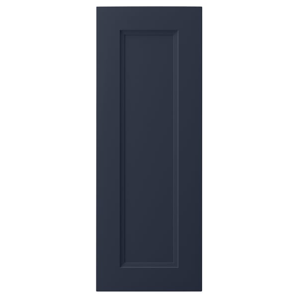 AXSTAD blue kitchen cabinet door with inset panel, rectangular shape, smooth foil surface.