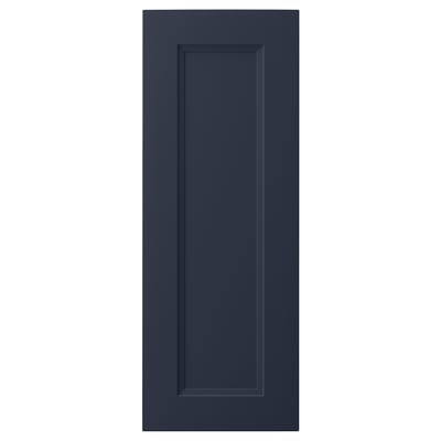 AXSTAD blue kitchen cabinet door with inset panel, rectangular shape, smooth foil surface.