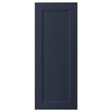 A dark blue AXSTAD kitchen cabinet door with a smooth, rectangular design and inset panel. Its made from fibreboard with a plastic foil front.