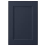 This is an AXSTAD kitchen door with a navy blue, smooth, rectangular design, featuring a recessed center panel.