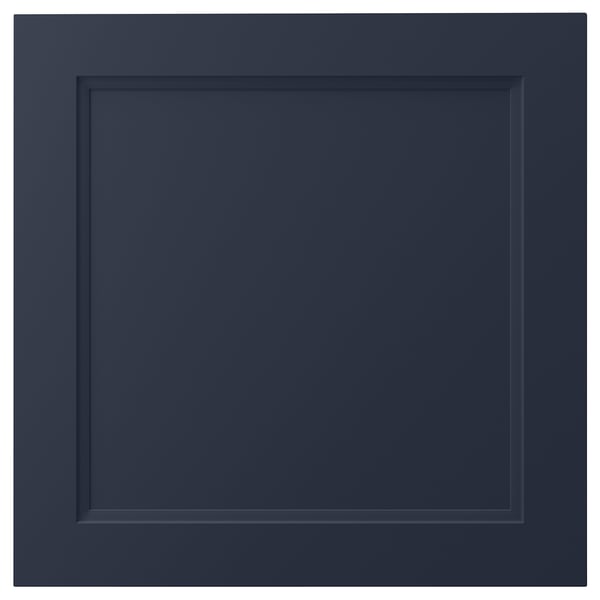 AXSTAD blue kitchen door, square shape, inset panel design, matt finish, plastic foil, easy to clean.