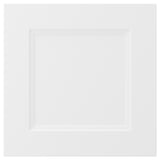 A white, square-shaped kitchen cabinet door with a matte finish and a recessed panel design, part of the AXSTAD series.
