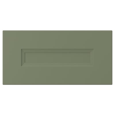 AXSTAD, green drawer front, rectangular with inset panel, smooth matte finish.
