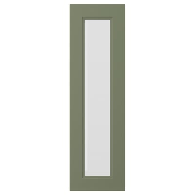AXSTAD green glass door, smooth matte grey-green, rectangular shape, inset glass panel, traditional style.