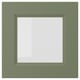 AXSTAD green glass door with grey-green matte surface, featuring a square inset glass panel.