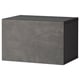 Gray ikea BESTÅ storage unit with concrete effect, smooth surface.