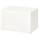 Small white BESTÅ storage unit, square shape, single door.