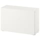 White BESTÅ storage unit, rectangular, wooden-grain finish.
