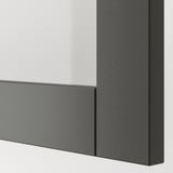 Dark-colored, rectangular storage cabinet corner with sleek, smooth edges. High-quality surface texture.