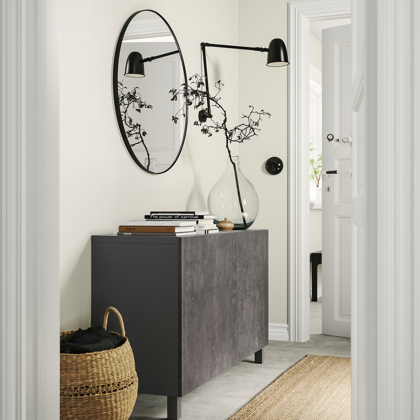 BESTÅ storage combination with doors, dark grey Kallviken