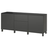 A black BESTÅ sideboard with sleek design & two drawers, offering ample storage space.