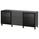 BESTÅ black sideboard with 2 cabinets and drawers, sleek modern design.