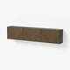 BESTÅ Wall-mounted cabinet combination, black-brown Hedeviken/brown stained oak veneer, 180x22x38 cm