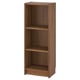 BILLY bookcase, brown, wooden, rectangular, three open shelves, simple design.