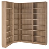 Light brown BILLY bookcase: tall, rectangular, with multiple empty shelves.