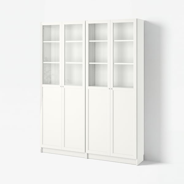 BILLY / OXBERG Bookcase, white, 160x30x202 cm