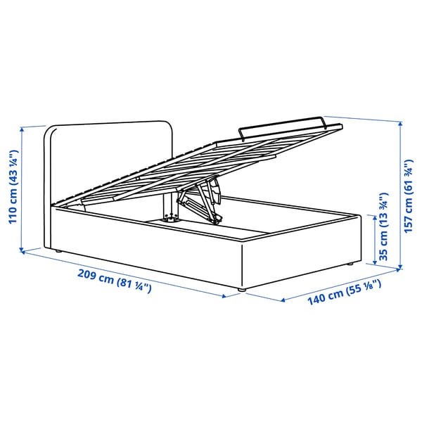 Illustration with measurements for the product: BLÅFJÄLLET.