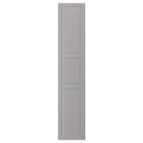A grey BODBYN cabinet door with beveled panels, offering a classic look. Made from fibreboard, its smooth, easy to clean, and has a durable finish.