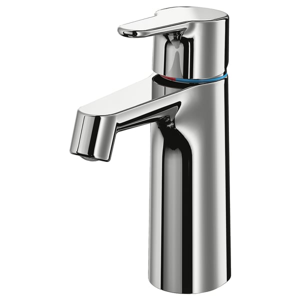 A modern chrome BROGRUND faucet with a sleek design. It has a single lever for water control and is made of durable brass.