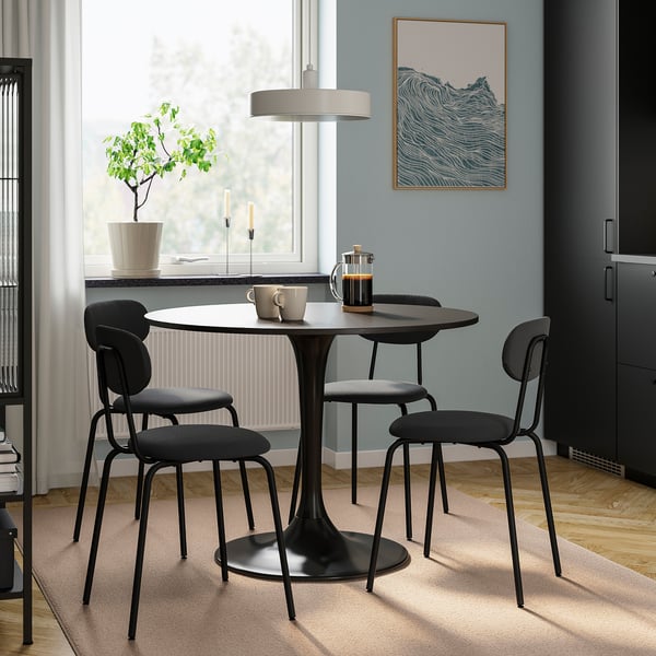 DOCKSTA / SANDSBERG Table and 4 chairs, black/Remmarn anthracite, 103 cm