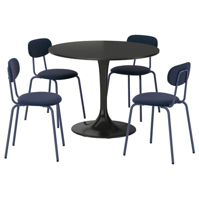 DOCKSTA / SANDSBERG Table and 4 chairs, black/Remmarn dark blue, 103 cm