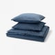DOFTAKLEJA Duvet cover and 2 pillowcases, dark blue/light brown, 240x220/50x60 cm