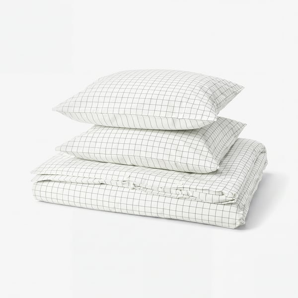 DOFTAKLEJA Duvet cover and 2 pillowcases, white/anthracite, 240x220/50x60 cm