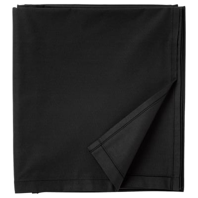 Black DVALA cotton bed cover, square folded, textured.