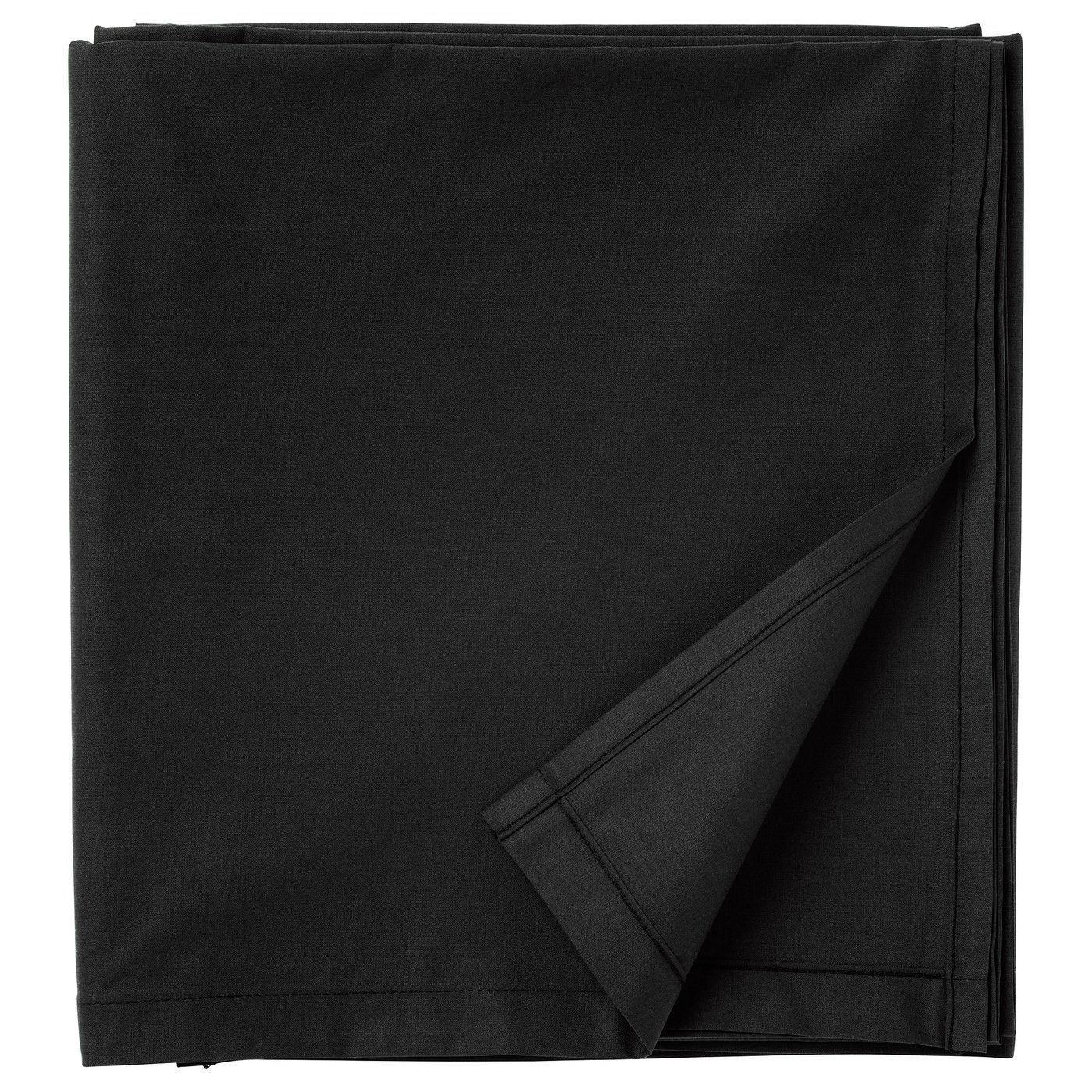 DVALA black bed sheet, pure cotton, folded, simple design.