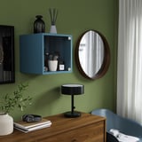 EKET Wall cabinet with glass door, dark grey-blue, 35x35x35 cm