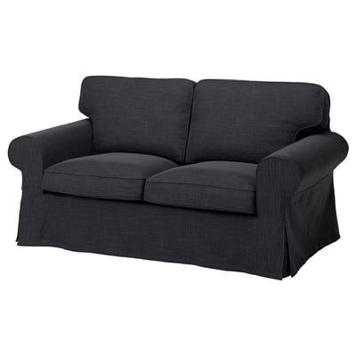 EKTORP 2-seat sofa, dark grey, thick cushions, rolled arms, removable cover.