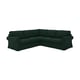 Dark green corner sofa, plush cushions, rolled arms. Timeless & comfy EKTORP design.