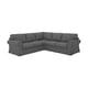 EKTORP gray sectional sofa, l-shaped, plush cushions, modern classic design.