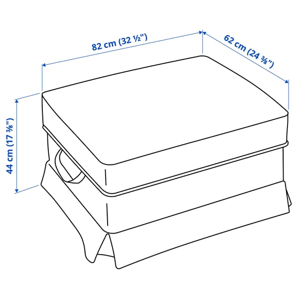 Illustration with measurements for the product: EKTORP.