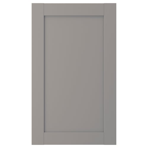 A grey ENHET cabinet door made of fiberboard with a foil finish. It has a sleek, rectangular shape with a simple, flat design.